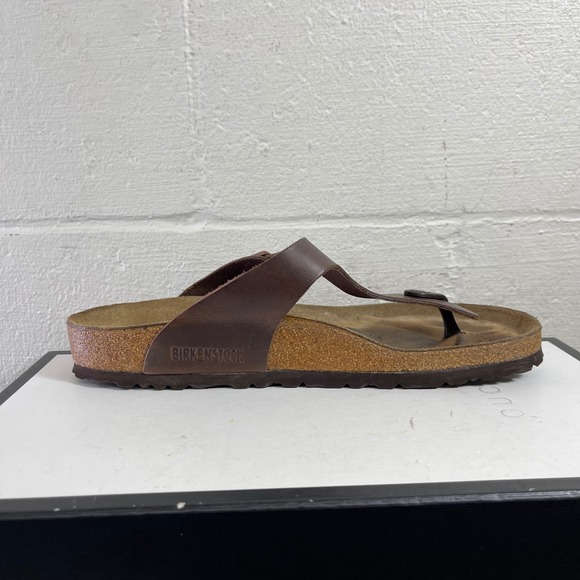 Birkenstock Gizeh Thong Sandals Brown Leather Buckle Slip On Womens 42 EU/11 US
